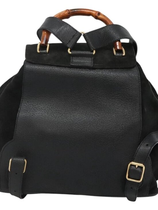 GUCCI Bamboo Backpack Suede Black Gold main image 8
